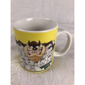 Vintage 1995 Taz Tasmanian Devil Mug Warner Bros Studio Store Yellow Cartoon Cup
